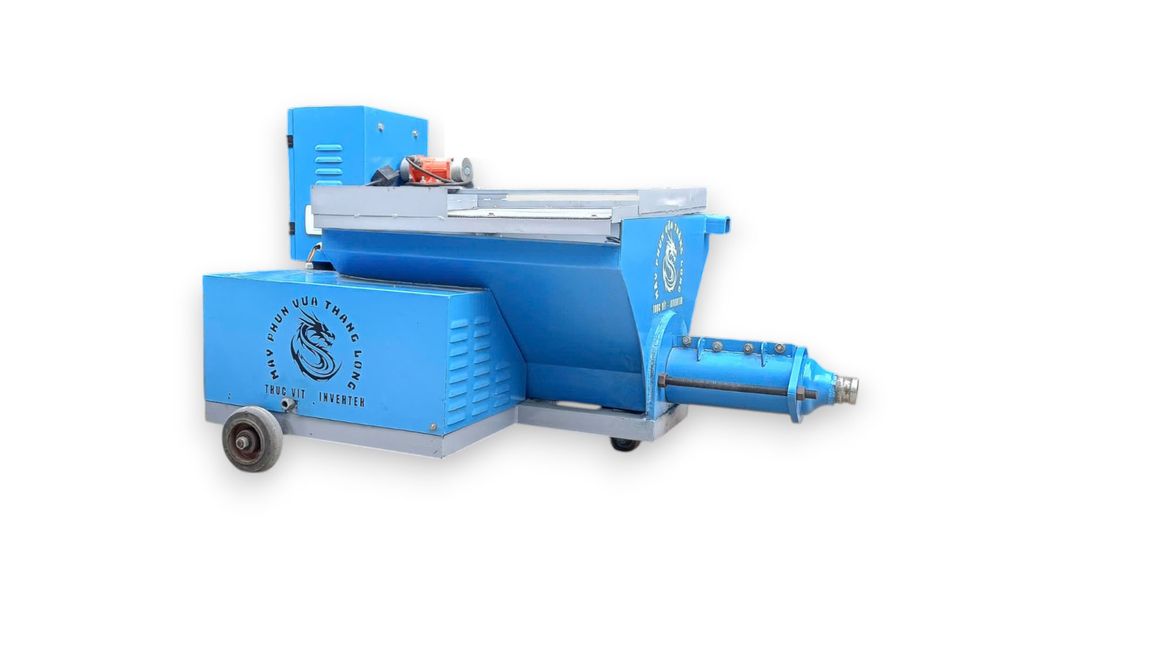 Tem và mặt trước máy phun vữa Thăng Long chính hãng